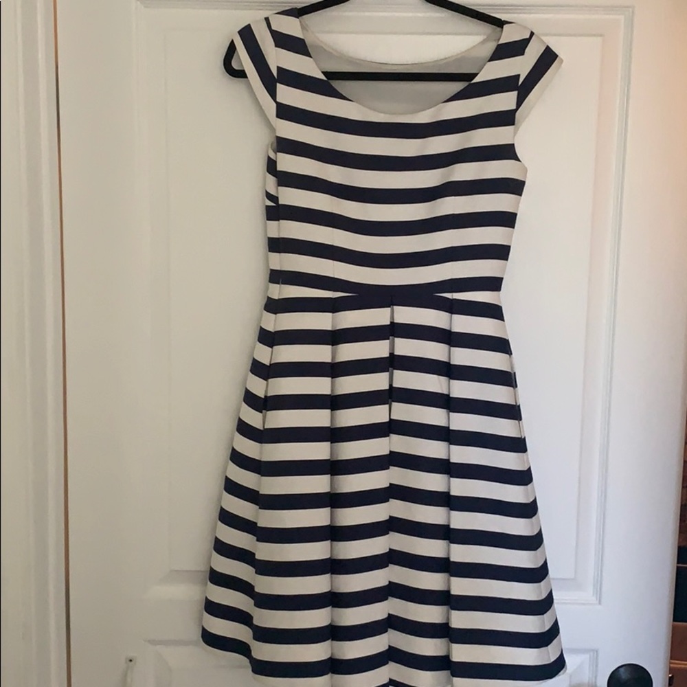 Kate Spade Blue and Ivory Striped Cap Sleeve Dress